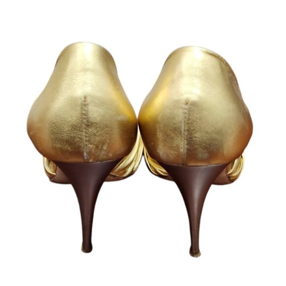 Giuseppe Zanotti Gold Peep Toe Pumps Size EU 39.5/US 9 - Picture 9 of 15